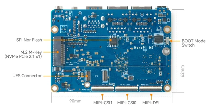 NanoPi M5 M2 SSD UFS sockets