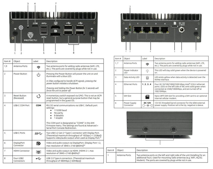 Protectli Vault Pro VP2430 Front Rear and Side Panel Configuration Protectli Vault Pro VP2430 Front Rear and Side Panel Configuration