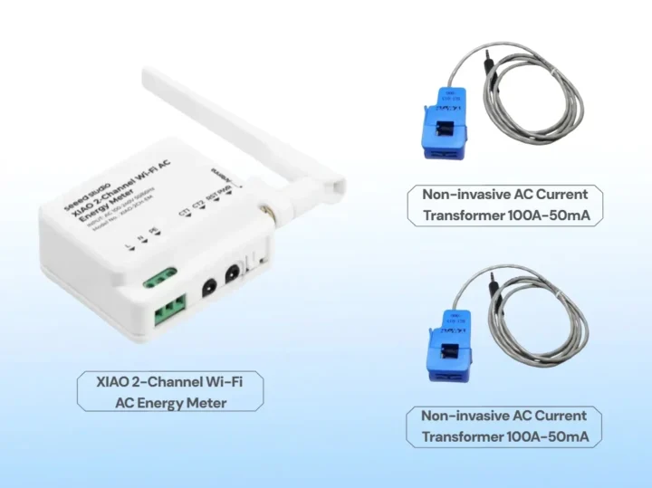 XIAO 2-channel Wi-Fi AC Energy Meter two CT clamps