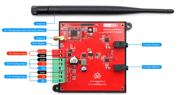 AgroSense AGLW2CT 2 Channel LoRa AC energy meter Specifications