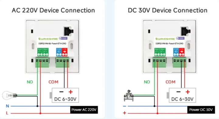 ESP32-P4 Smart 86 Box AC DC Relay wiring ESP32-P4 Smart 86 Box AC DC Relay wiring