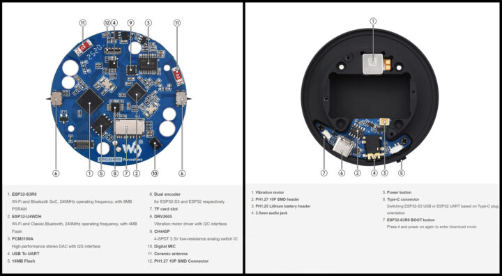 ESP32-S3 knob dev board Hardware Overview
