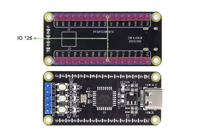 Puya PY32F030 Development Board top and bottom Puya PY32F030 Development Board top and bottom