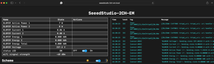 SeeedStudio 2CH EM ESPHome Web