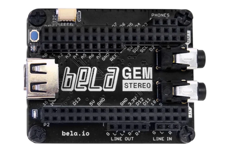 Bela Gem Stereo audio board for PocketBeagle 2