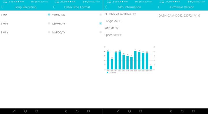 Kacam loop recording date GPS information firemware version