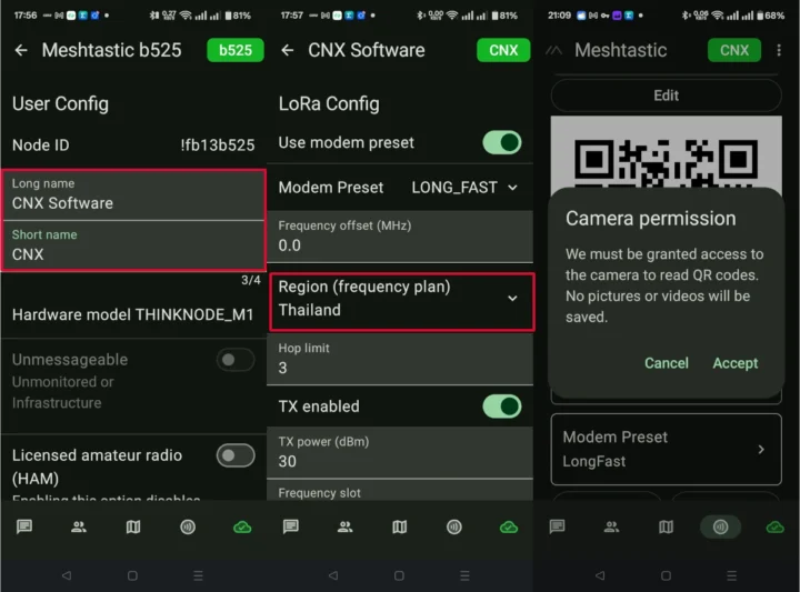 Meshtastic configuration Name Frequency QR Code