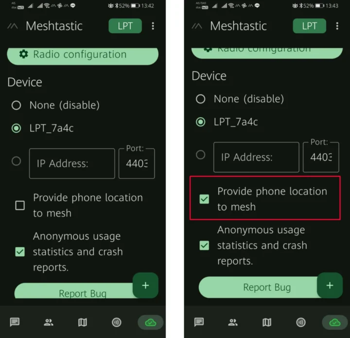 Meshtastic provide phone location to mesh