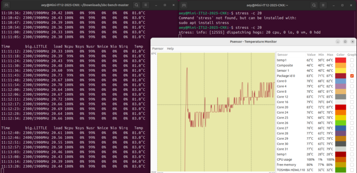 Temperature stress test Psensor