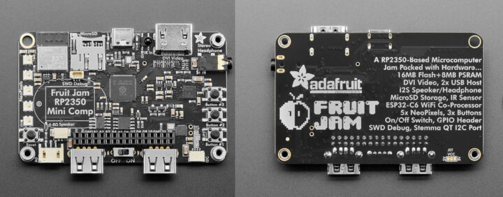 Adafruit Fruit Jam Mini RP2350 Computer top and bottom Adafruit Fruit Jam Mini RP2350 Computer top and bottom