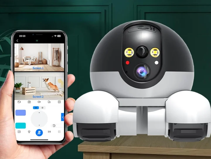 Dual HD camera mobile security robot