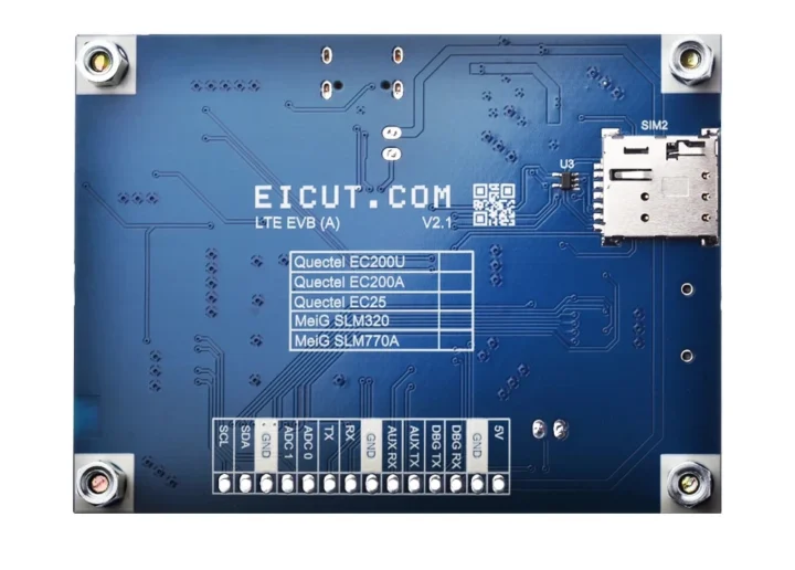 EICUT LTE EVB A bottom pinout diagram