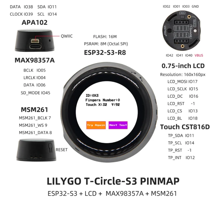 LILYGO T-Circle-S3 Pinout