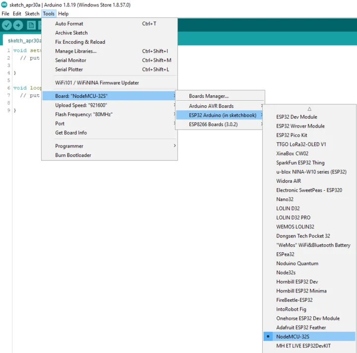 NodeMCU 32S Arduino IDE NodeMCU 32S Arduino IDE