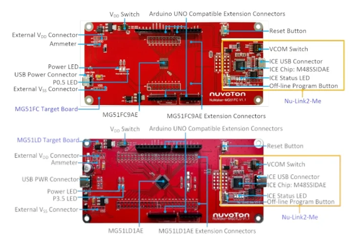 NuMaker MG51FC NuMaker MG51LD development boards NuMaker MG51FC NuMaker MG51LD development boards
