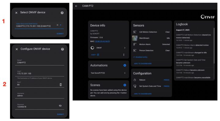 Sonoff CAM PT2 HomeAssistant ONVIF Setup
