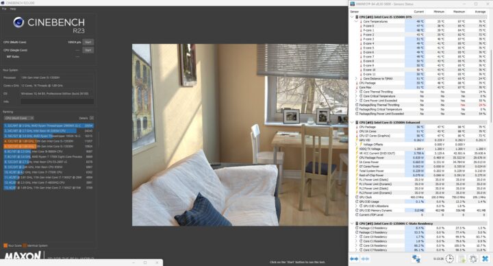 Beelink EQi13 Cinebench R23 Temperature test