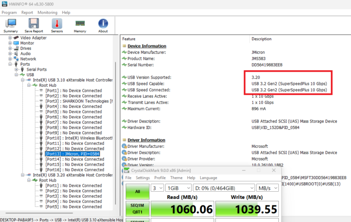 CrystalDiskMark USB 3.2 Type A front