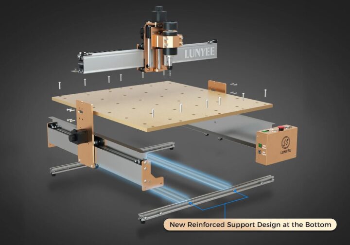 LUNYEE 4040 Pro CNC – Reinforced Bottom Support Structure