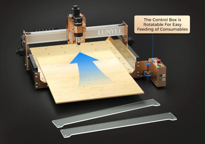 LUNYEE 4040 Pro CNC – Rotatable Control Box for Easy Material Feeding