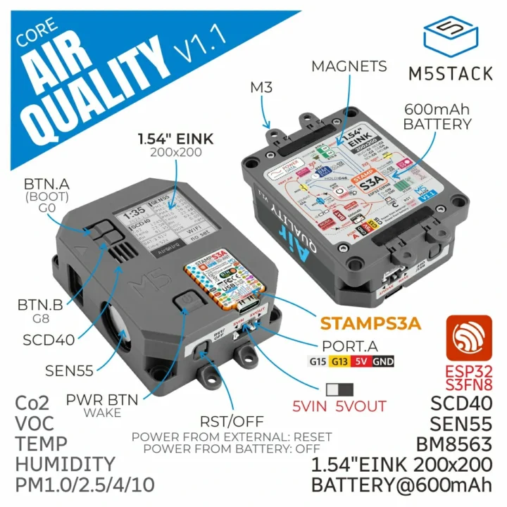 M5Stack SEN55 SCD40 ESP32-S3 Air Quality monitor