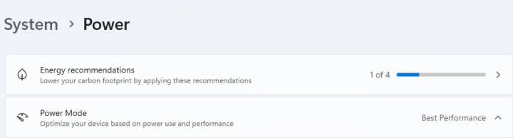 Power mode Best performance