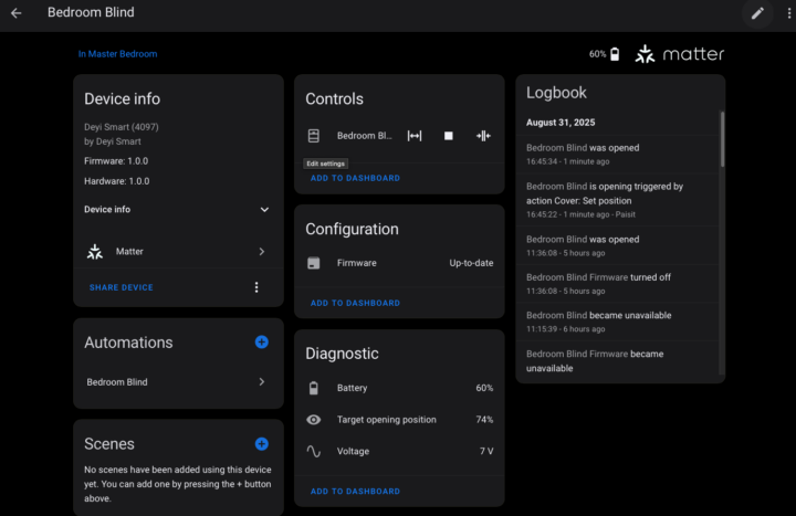 Weffort SmartShade HomeAssistant GUI
