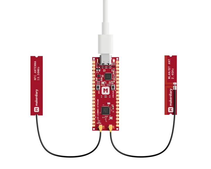 nRF54L15 board 2.4GHz NFC antennas