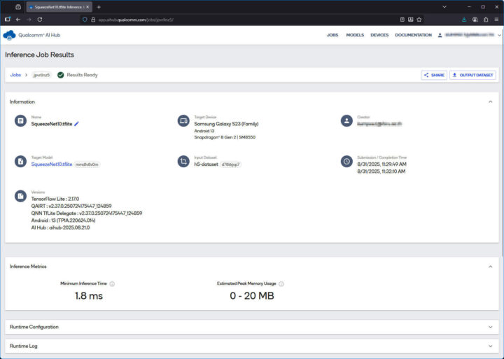 Inference Job บน Qualcomm AI Hub