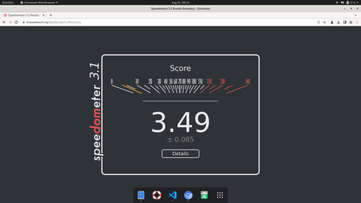 ผลการทดสอบ Speedometer 3.1 บน Chromium