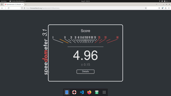 ผลการทดสอบ Speedometer 3.1 บน Firefox