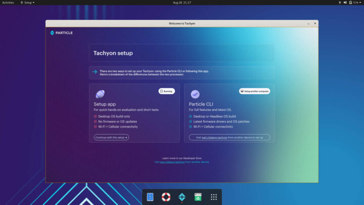 หน้าต่างการติดตั้ง Tachyon ขั้นแรก