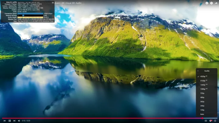 youtube 8K fps30 firefox