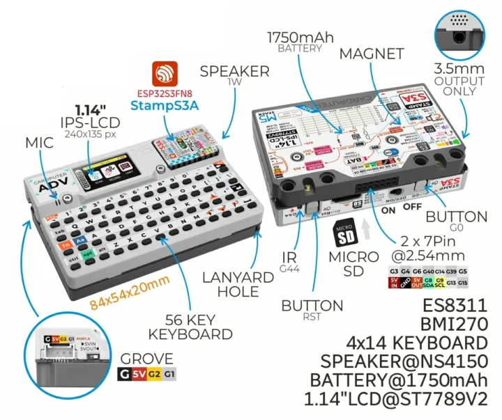 Cardputer Adv ESP32-S3 portable computer specifications