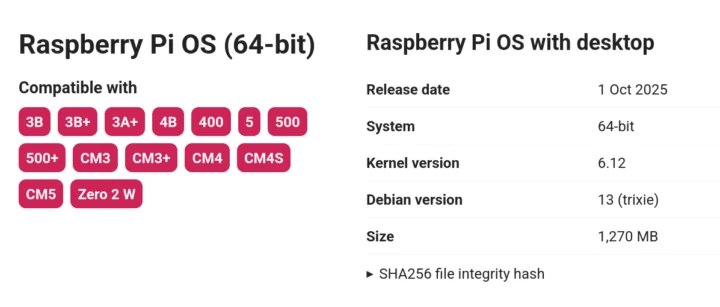 Download Raspberry Pi OS Debian 13 Trixie