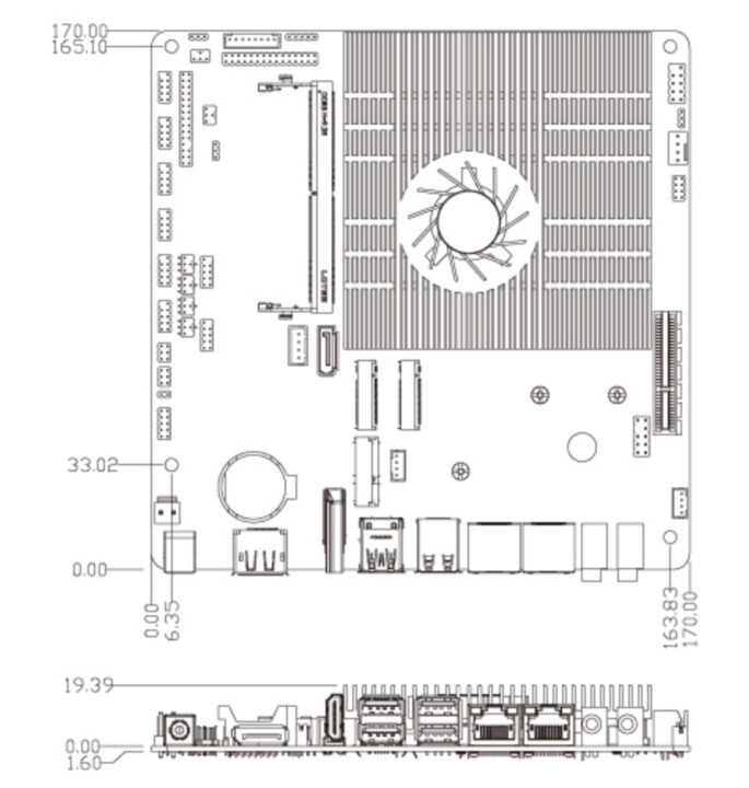 Jetway DMTX-ADN1 Dimensions