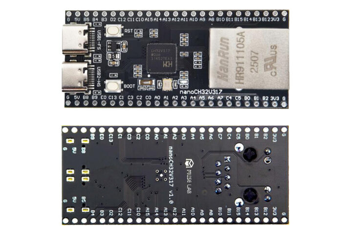 nanoCH32V317 development board top and bottom nanoCH32V317 development board top and bottom