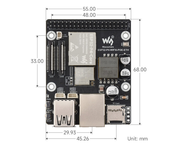 ESP32-P4 WIFI6 POE ETH Dimensions ESP32-P4 WIFI6 POE ETH Dimensions