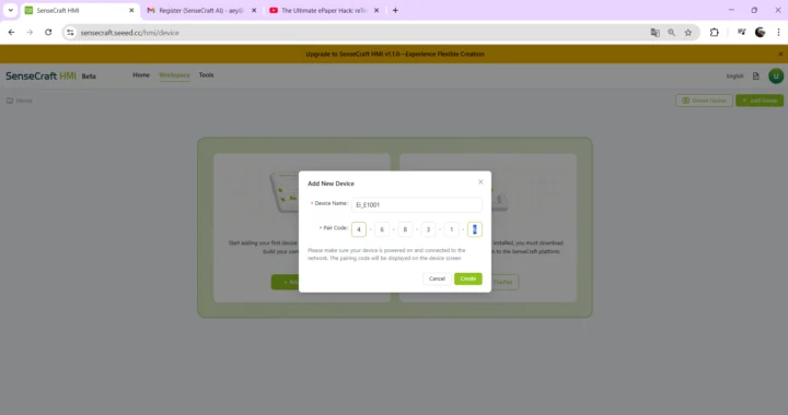 SenseCraft HMI add device SenseCraft HMI add device