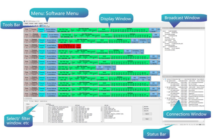 WCH BLE AnalyzerPro software interface WCH BLE AnalyzerPro software interface