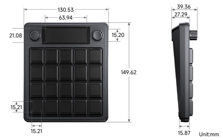 Waveshare MK20 Multi Functional AI Voice Control Panel Dimensions
