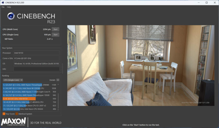 ผลการทดสอบการเรนเดอร์ 3D ด้วย Cinebench R23 ผลการทดสอบการเรนเดอร์ 3D ด้วย Cinebench R23
