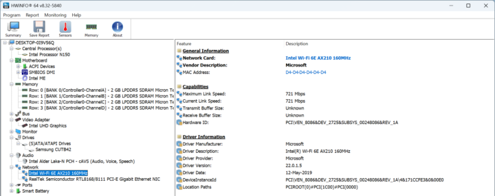 LattePanda IOTA Windows 11 network HWiNFO64 LattePanda IOTA Windows 11 network HWiNFO64