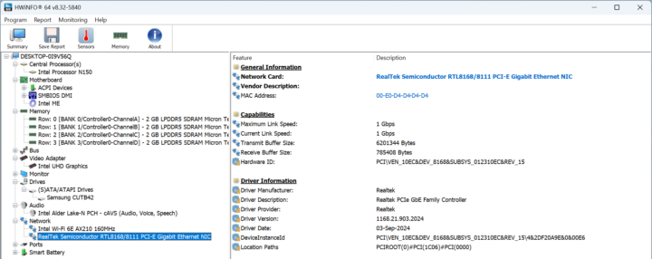 LattePanda IOTA Windows 11 Ethernet HWiNFO64 LattePanda IOTA Windows 11 Ethernet HWiNFO64