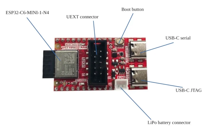ESP32-C6 board UEXT Battery ESP32-C6 board UEXT Battery