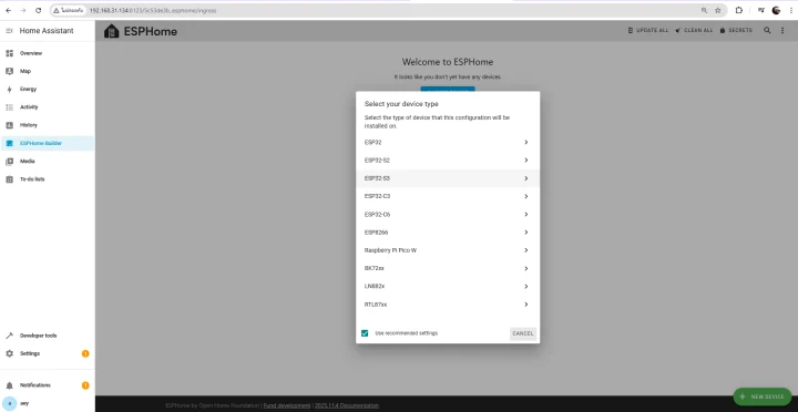 Home Assistant HSPHome new device ESP32 S3 Home Assistant HSPHome new device ESP32 S3