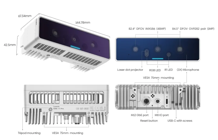 Luxonis OAK4 Pro AI camera ports Luxonis OAK4 Pro AI camera ports