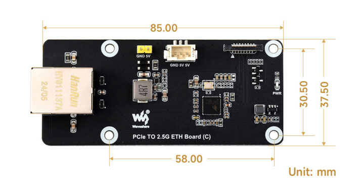 Waveshare PCIe TO 2.5G ETH Board C Dimensions