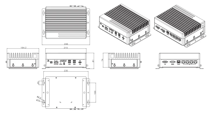 AAEON BOXER 8742AI Jetson Thor Computer dimensions