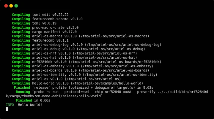 Ariel OS Hello World
